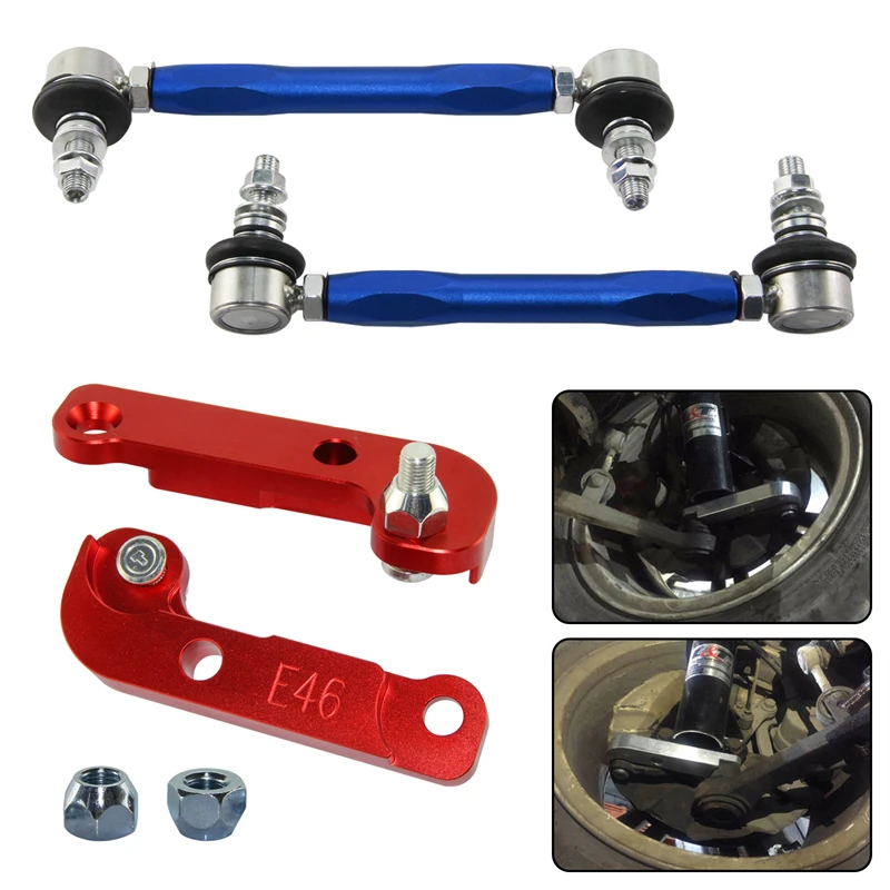 Adapter increasing Tuning Drift turn angles 25%-30% + Sway Bar Drop Links Kit Fits For BMW E46 98-06 Black/Red/Blue/Silver