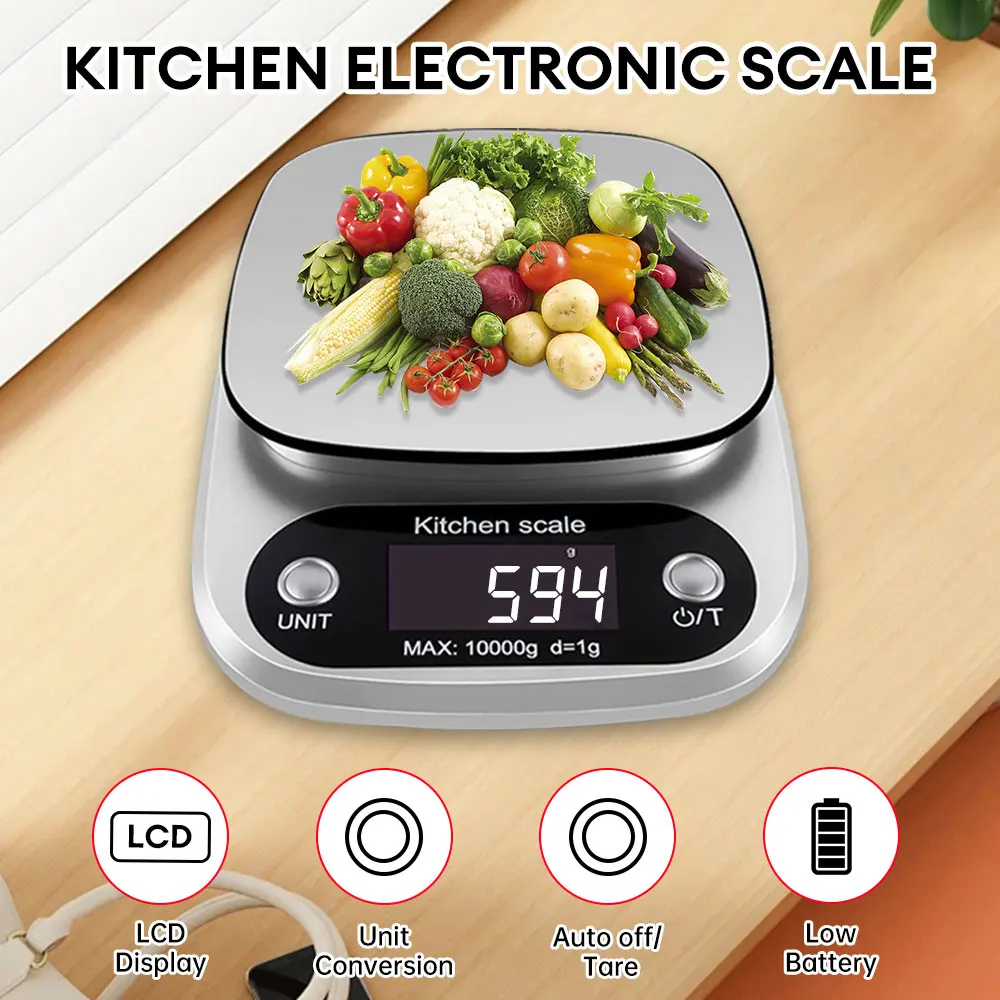 10kg/1g High Precision Kitchen Scale Electronic Jewelry Food Scale Household Measuring Weighing Tool with LCD Digital Display