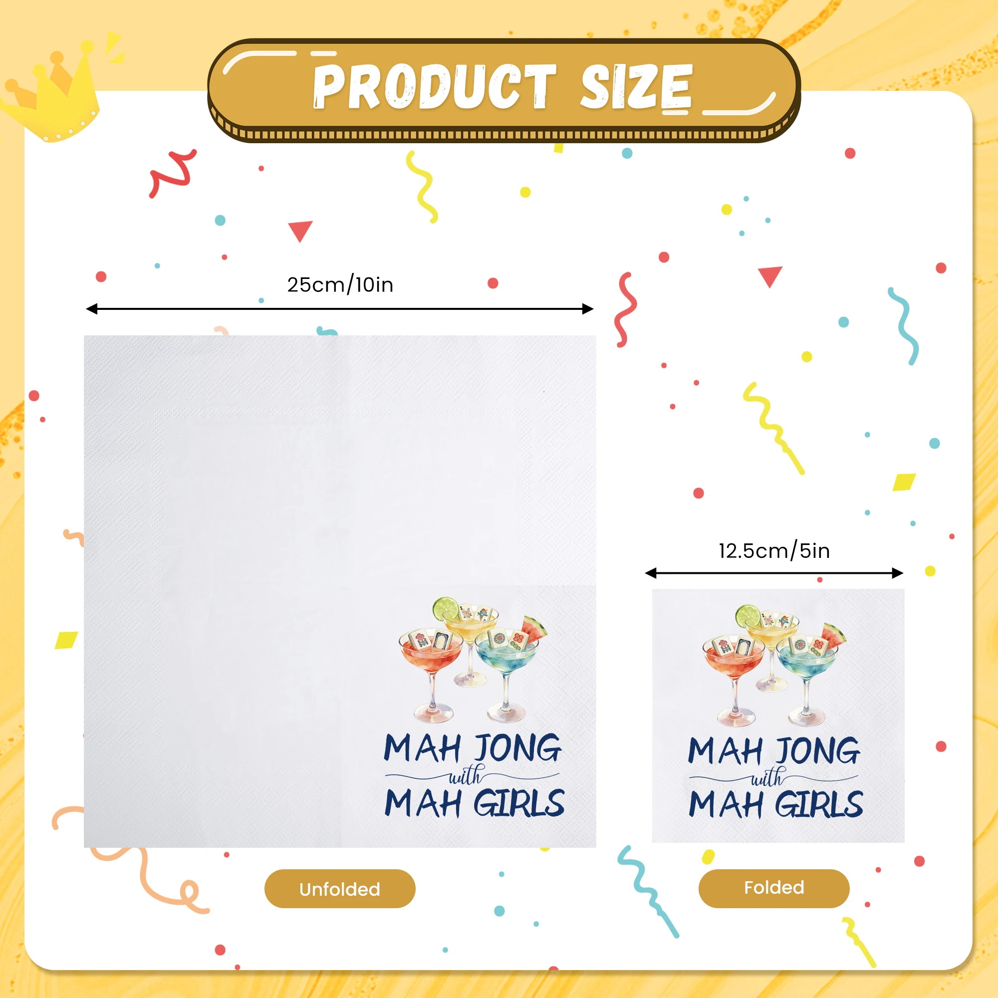 20Pcs Mahjong Napkins Cocktail Paper Mahjong Party Supplies Gifts for Women Casual Gatherings Game Nights Birthday Party Dinner