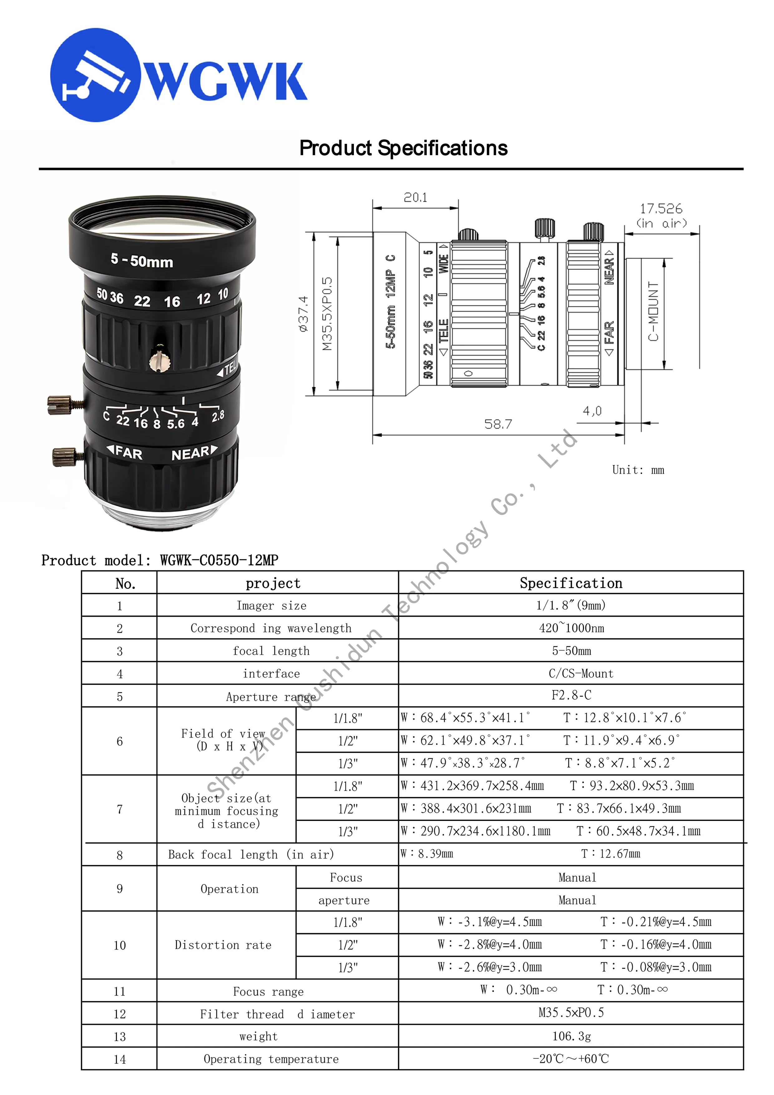 عدسة تكبير CCTV CS-Mount 2.8–12 /5–50 /50–100 ملم كاميرات صناعية عالية الوضوح كاميرا مراقبة يدوية بعدسة متغيرة البعد البؤري