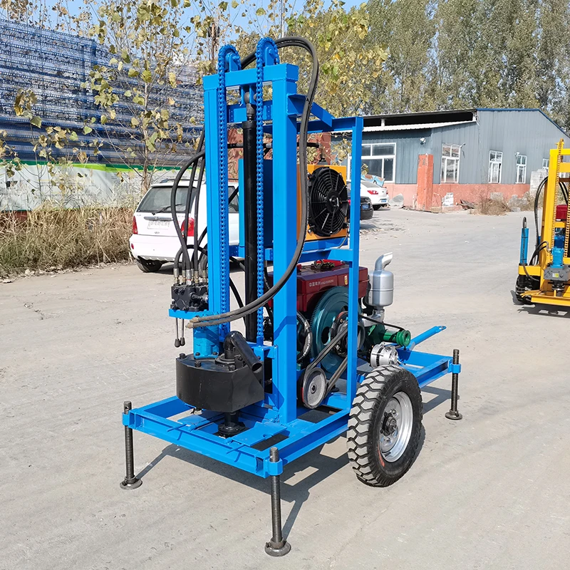 Borehole Drilling Rig Trailer Mounted 150m 200m Water Well Drilling Rig Machine With Carbide Drill Bit