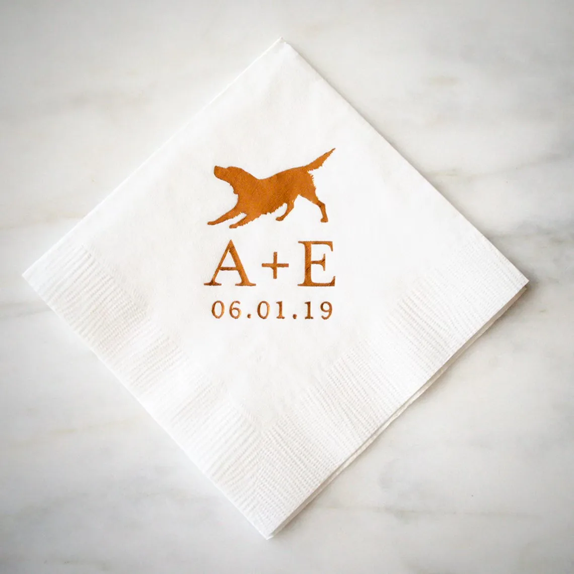 Serviettes imprimées en aluminium pour fête d'anniversaire de chien, décor de cocktail de mariage pour amoureux des chiens, Golden Retriever, serviettes de mariage pour animaux de compagnie, 25 pièces