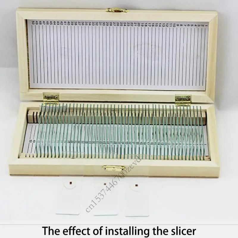 50pcs بيولوجيا الزجاج الزجاج المعدة شرائح المجهر مع العينات مع مربع التخزين الخشبي مشبك المعادن المصنوعة يدويا الصلبة p9yb