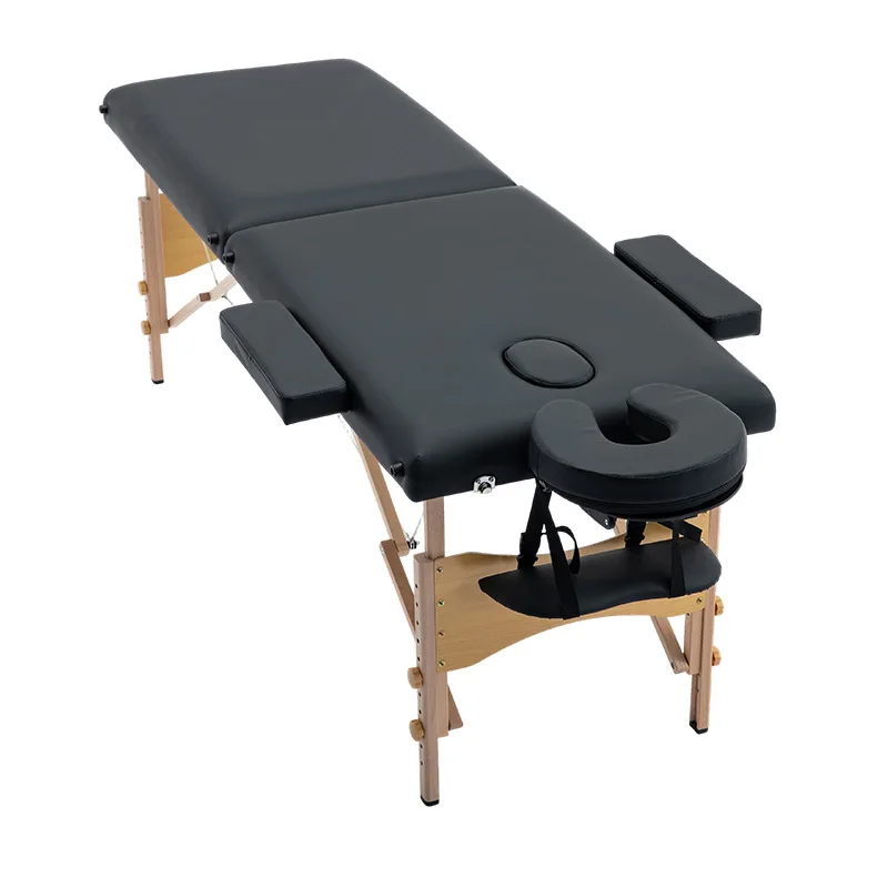 Two-fold portable, reinforced beech massage bed, black beauty folding bed