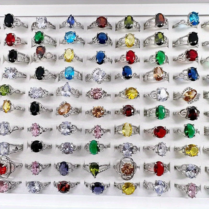 20 Elegant Colorful Rings | Boho Sparkling Finger Rings Vintage Sparkling Jewelry, Party Decorations for Men and Women, Random Styles, Colors, Sizes, Stainless