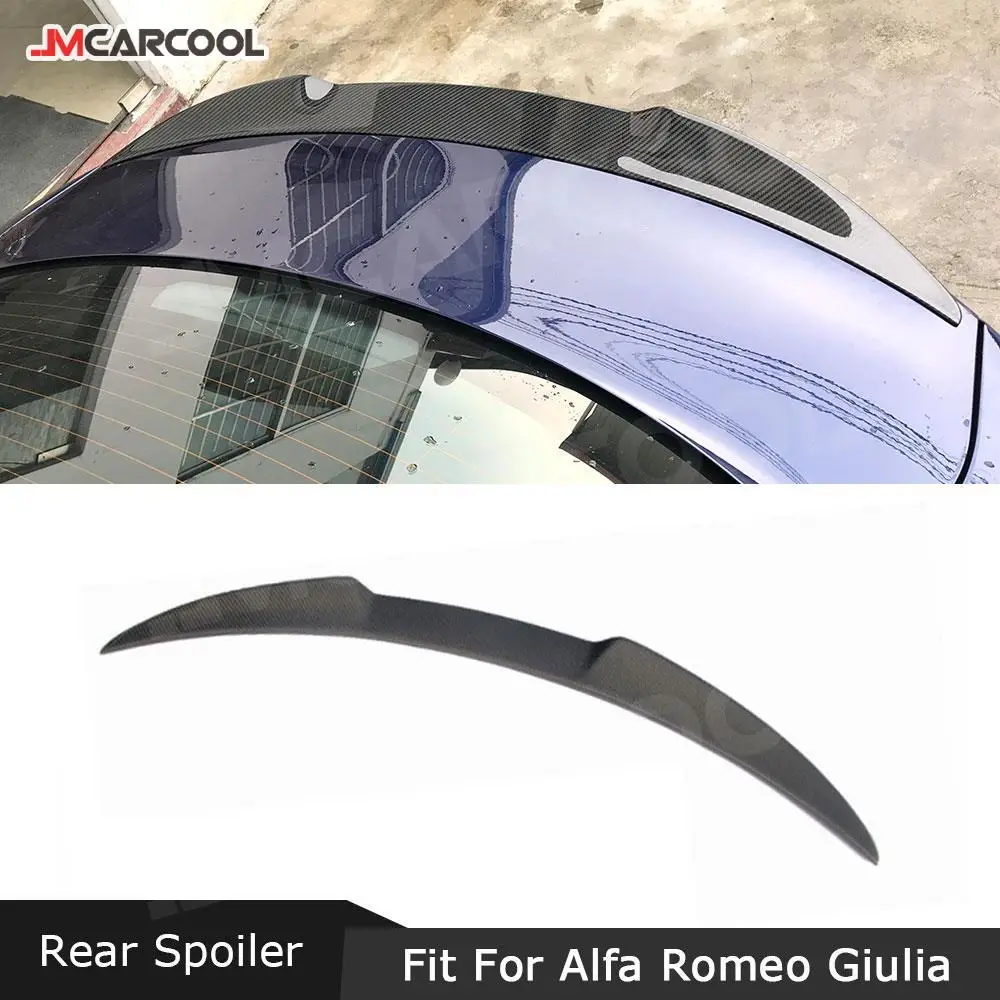 

JMCARCOOL Carbon Fiber Rear Trunk Lip Spoiler Boot Duck Wings for Alfa Romeo Giulia 2015-2019 Bumper Covers Trim Car Styling