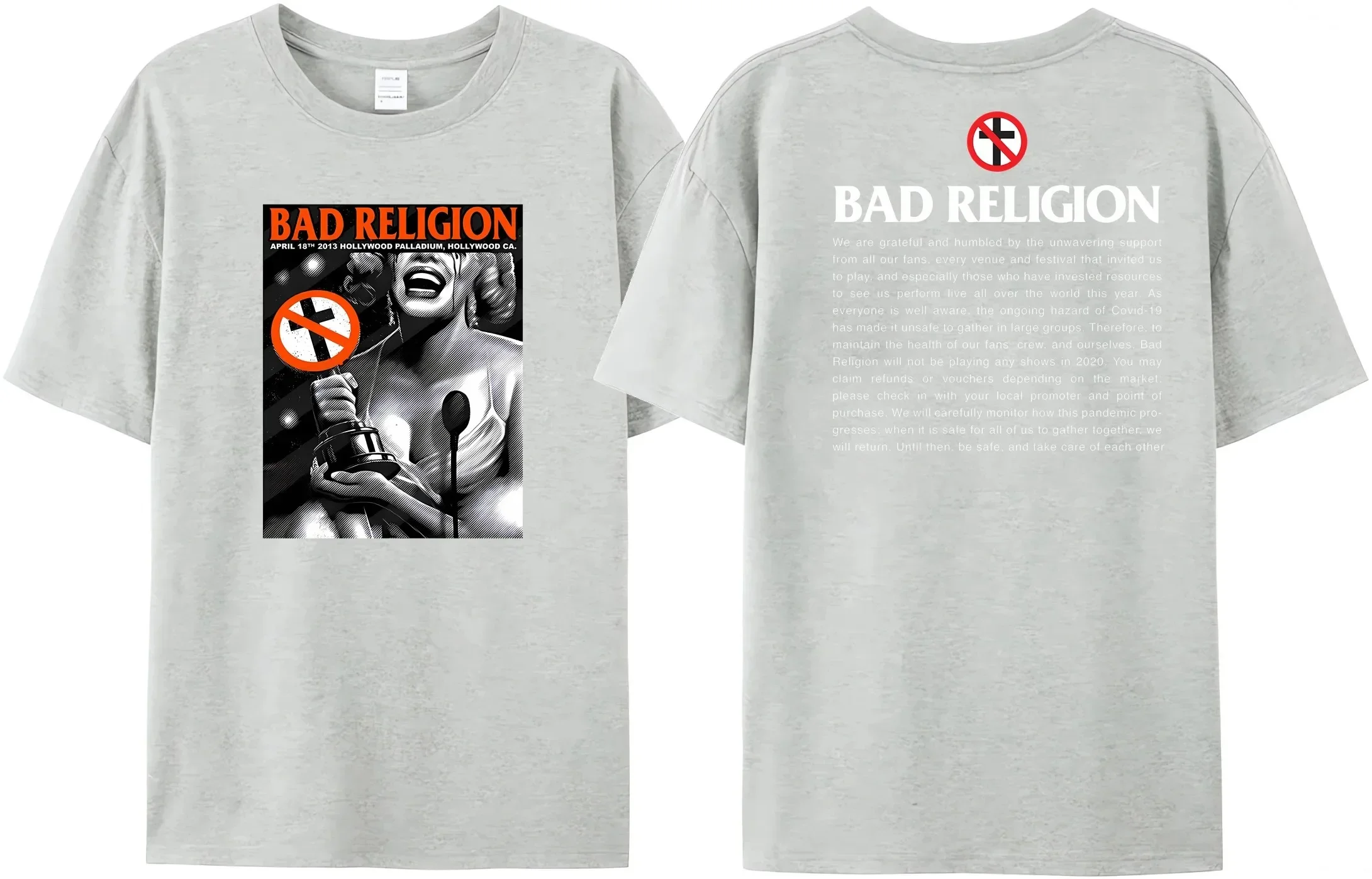 2024 Bad Religion T-Shirt Summer Cotton Fashion Short Sleeve  Men\'s Women\'s Short Sleeve Bad Nun Reversible Printed Tee