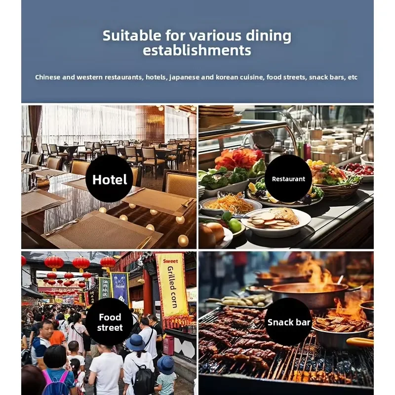 Electric stainless steel grill, dual zone control, convection heating, 2 kW power, commercial hotel/restaurant use