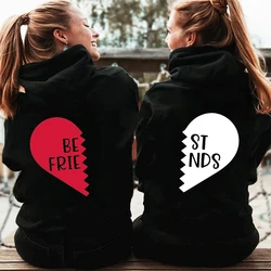 Best Friend Heart Shaped Women Hoodies Zip Up Sweatshirts Long Sleeve Hooded Jackets Coat Best Friend BFF Hoodie Sisters Hoodies