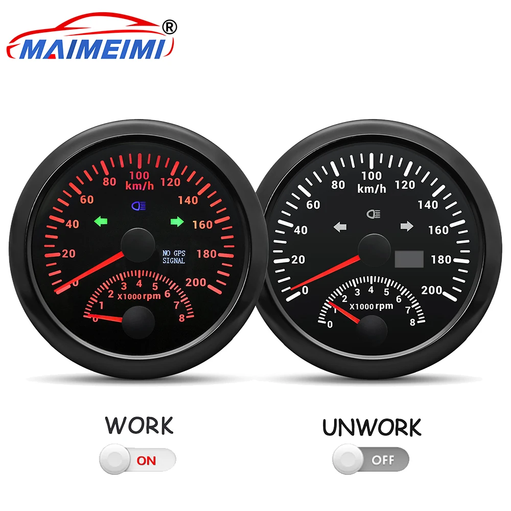 

85mm gps speedometer 0-200KM/H Speed Meter 0-8000RPM Tachometer 2 in 1 Digital pointer Car Gauge Red backlight or RPM sensors