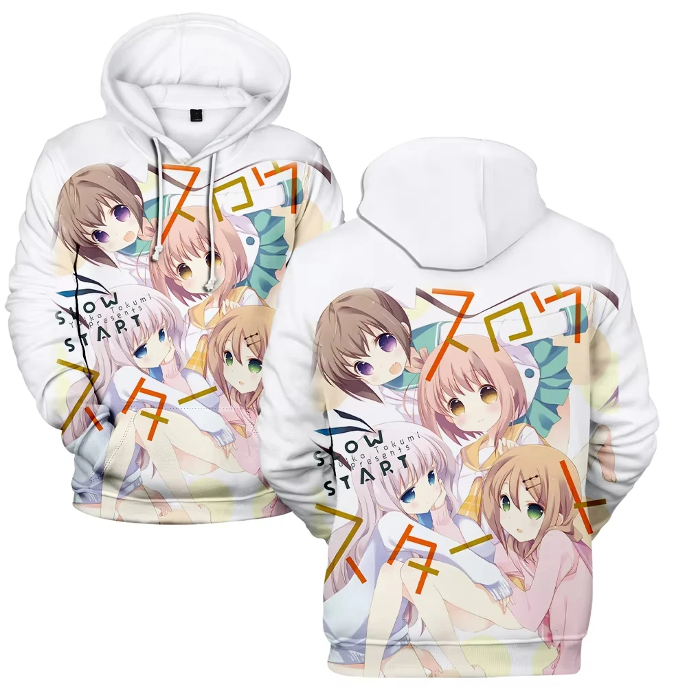 Anime Slow Start 3D Printed Men's Hoodie Casual Harajuku Long Sleeves Oversized Outdoor Pullover Sweatshirt Kids Unisex Clothing