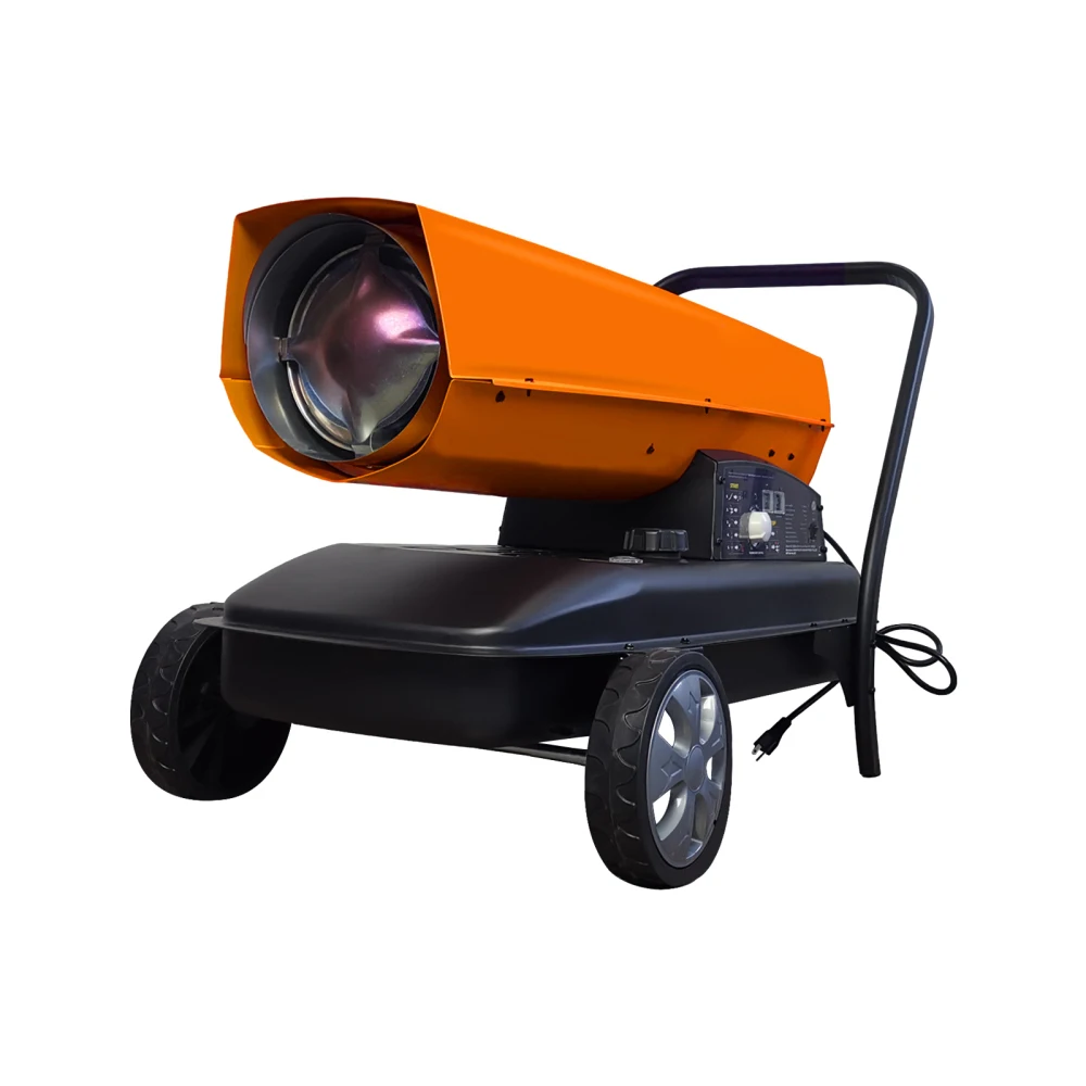 

Portable Torpedo Forced Air Heater 125K BTU Kerosene/Diesel: Thermostat & Overheat Protection for Jobsite/Garage/Farm