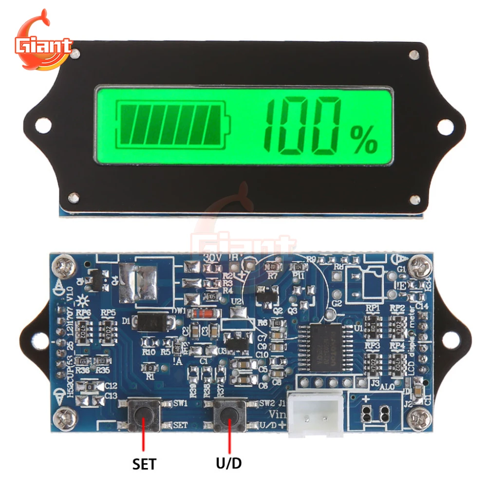 DC6-63V Digital Voltmeter Tester Lithium Battery Capacity Indicator Battery Energy Display Board Battery Tester Level Indicator