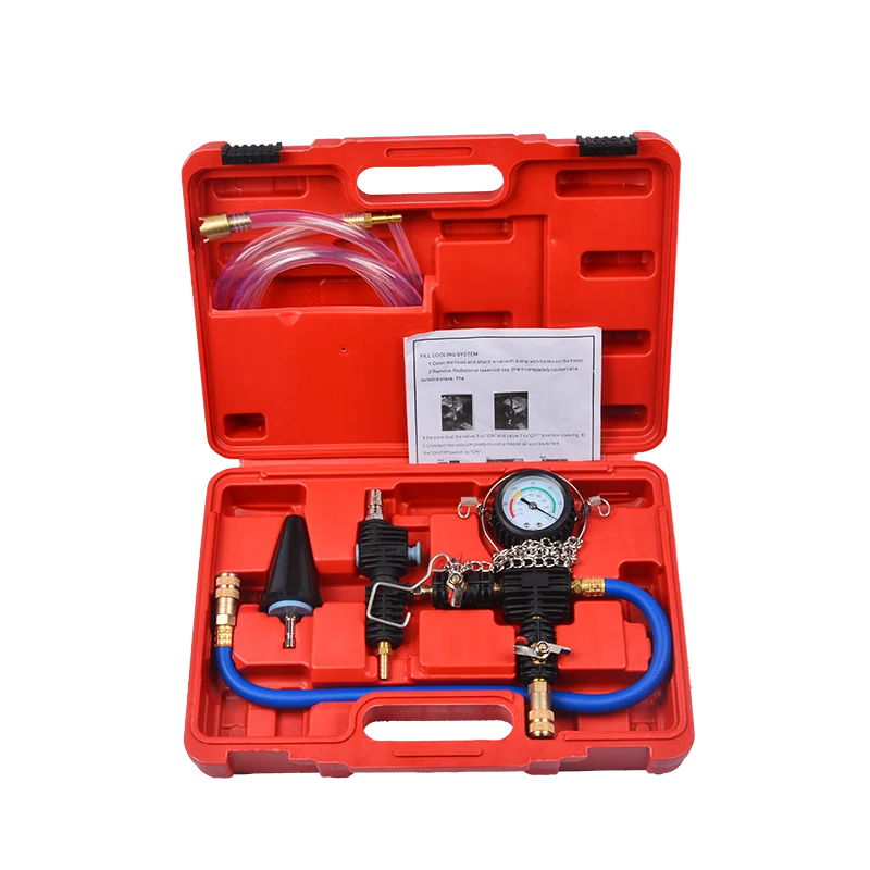 Car Cooling System Refill Tester Radiator Vacuum Purge Refill Tool Kit Water Tank Pressure Gauge Leakage Detector