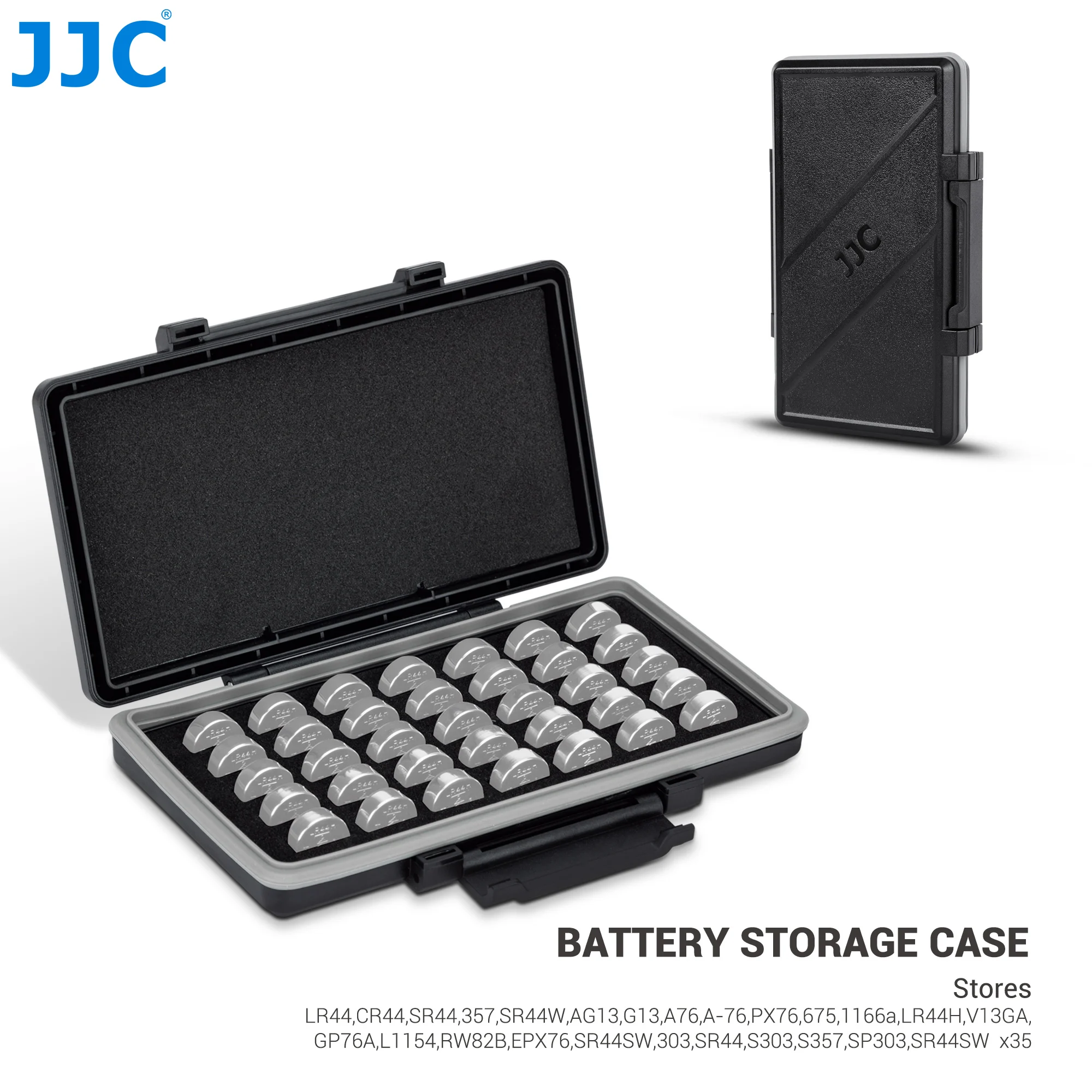 JJC 35 Slots Battery Case Storage Water-Resistant Anti-Shock for LR44,CR44,SR44,357,SR44W,AG13,G13,A76,A-76,PX76,1166a,LR44H,