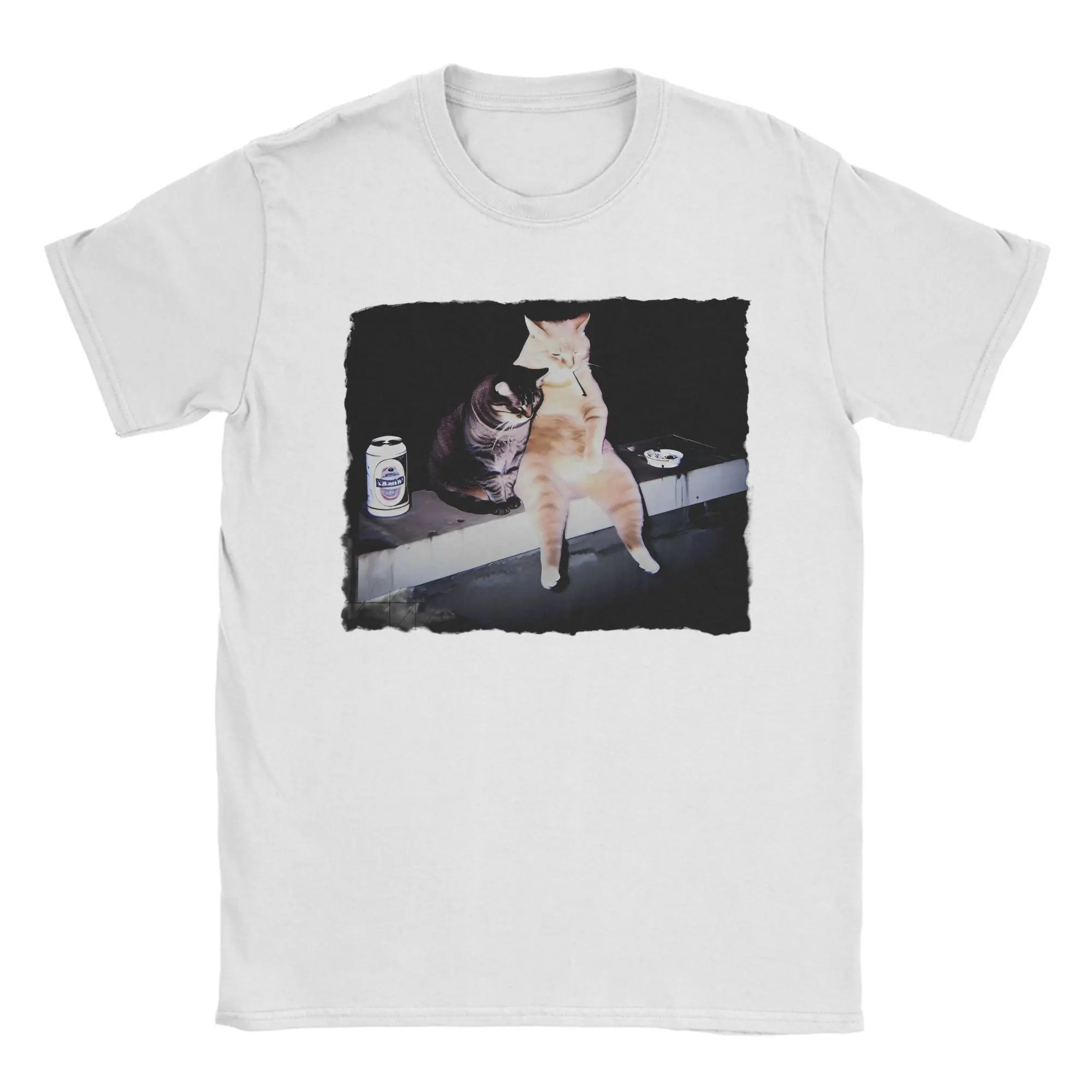 Camisetas con Meme de gato para fumar camisetas impressantes de manga corta con cuello redondo Idea de regalo ropa para mujer #3