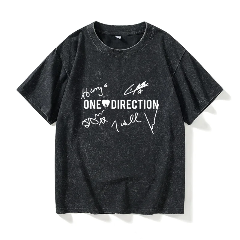 One Direction Signed Rock T-Shirt Short Sleeve Unisex round Neck Cotton Inner Wear Shirt for Men And Women Summer Classic Style