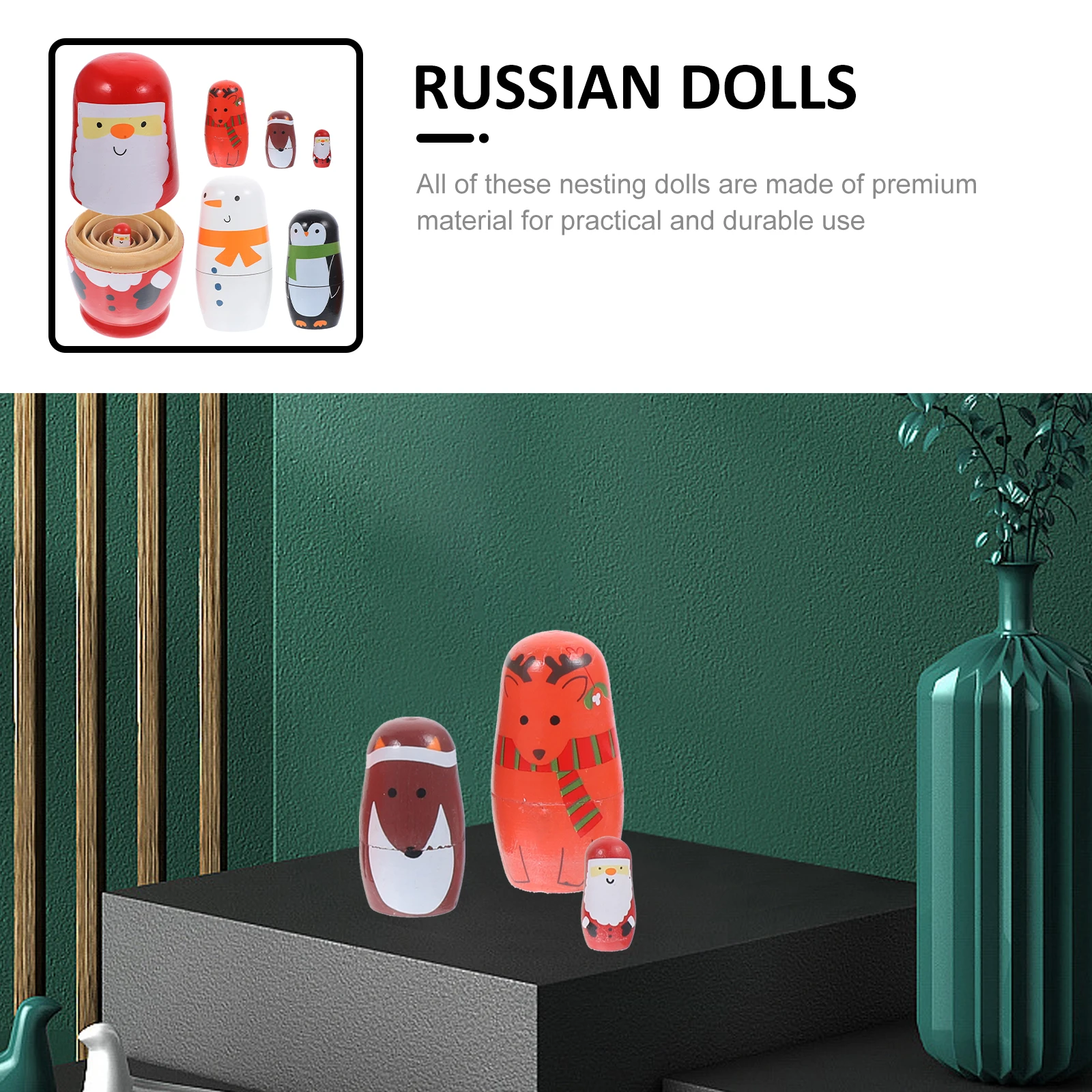 

6 Pcs Five-Layer Matryoshka Russian Nesting Cute Stacking Toys for Storage Decoration Jewelry Sweets Gifts