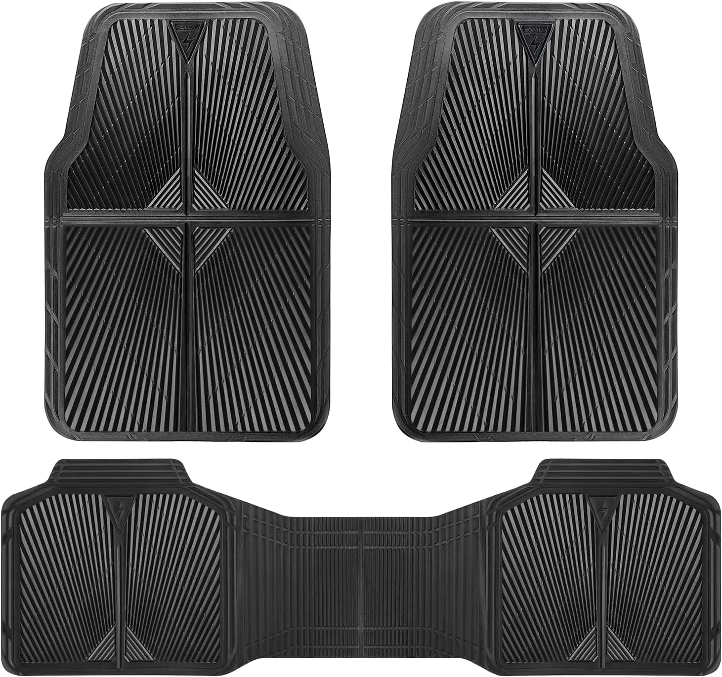 

Всепогодные резиновые коврики для автомобилей, грузовиков и внедорожников — водонепроницаемые, противоскользящие, легко моющиеся, сверхпрочные, комплект из 3-х штук, черные