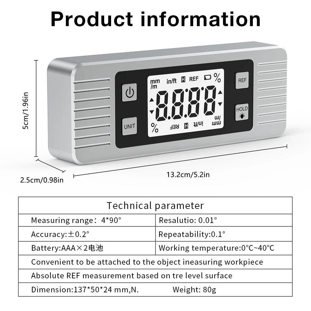 Digital Level Electronic Protractor Inclinometer with Bottom Magnet Angle Finder Level Meter Gauge Level Box Magnetic Based