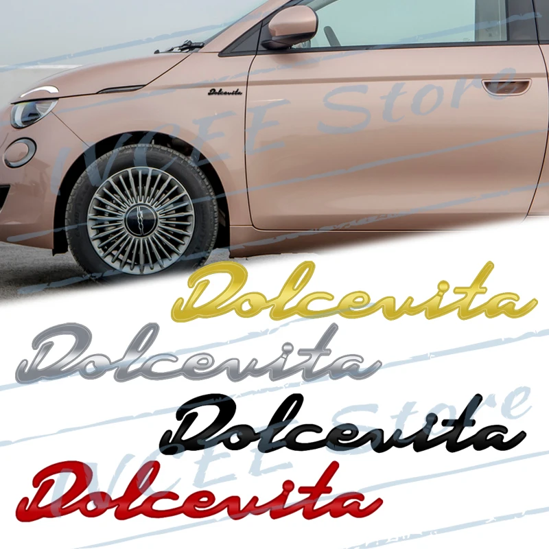 Akcesoria samochodowe Metalowy emblemat z literą Dolcevita Naklejka na tylny bagażnik do Fiata 500 500X Tipo Panda Bravo Punto 595 Abarth
