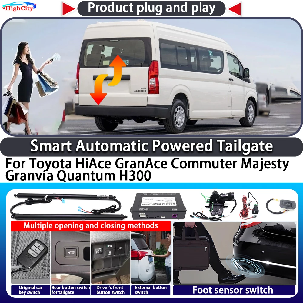 For Toyota HiAce GranAce Commuter Majesty Granvia Quantum H300 OEM Smart Automatic Powered Tailgate Key Close Kit Power Tailgate