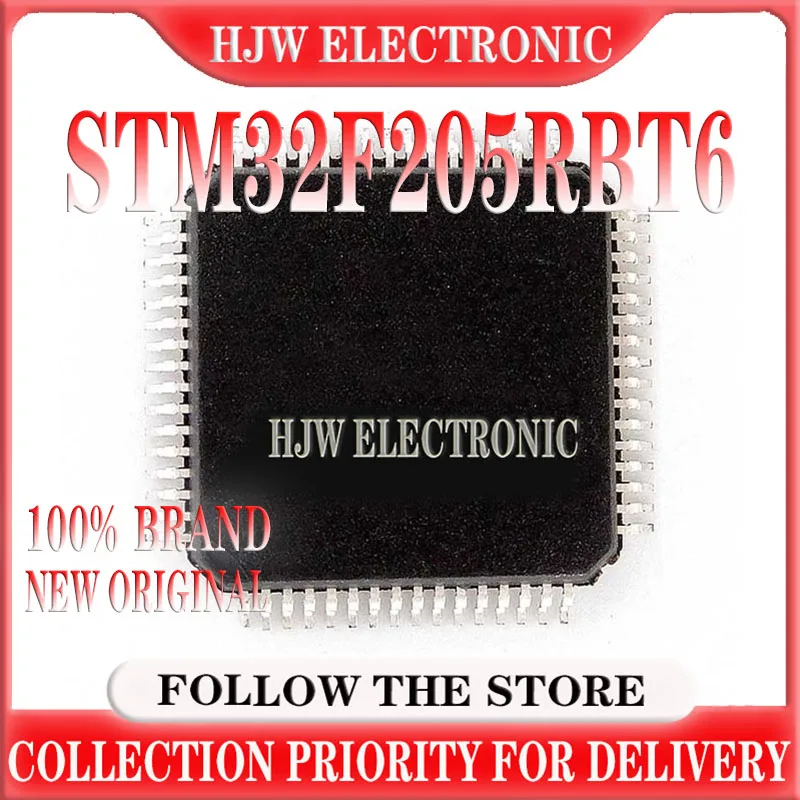 

10-100PCS STM32F205RBT6 LQFP-64 32-bit microcontroller chip ARM 120MHz