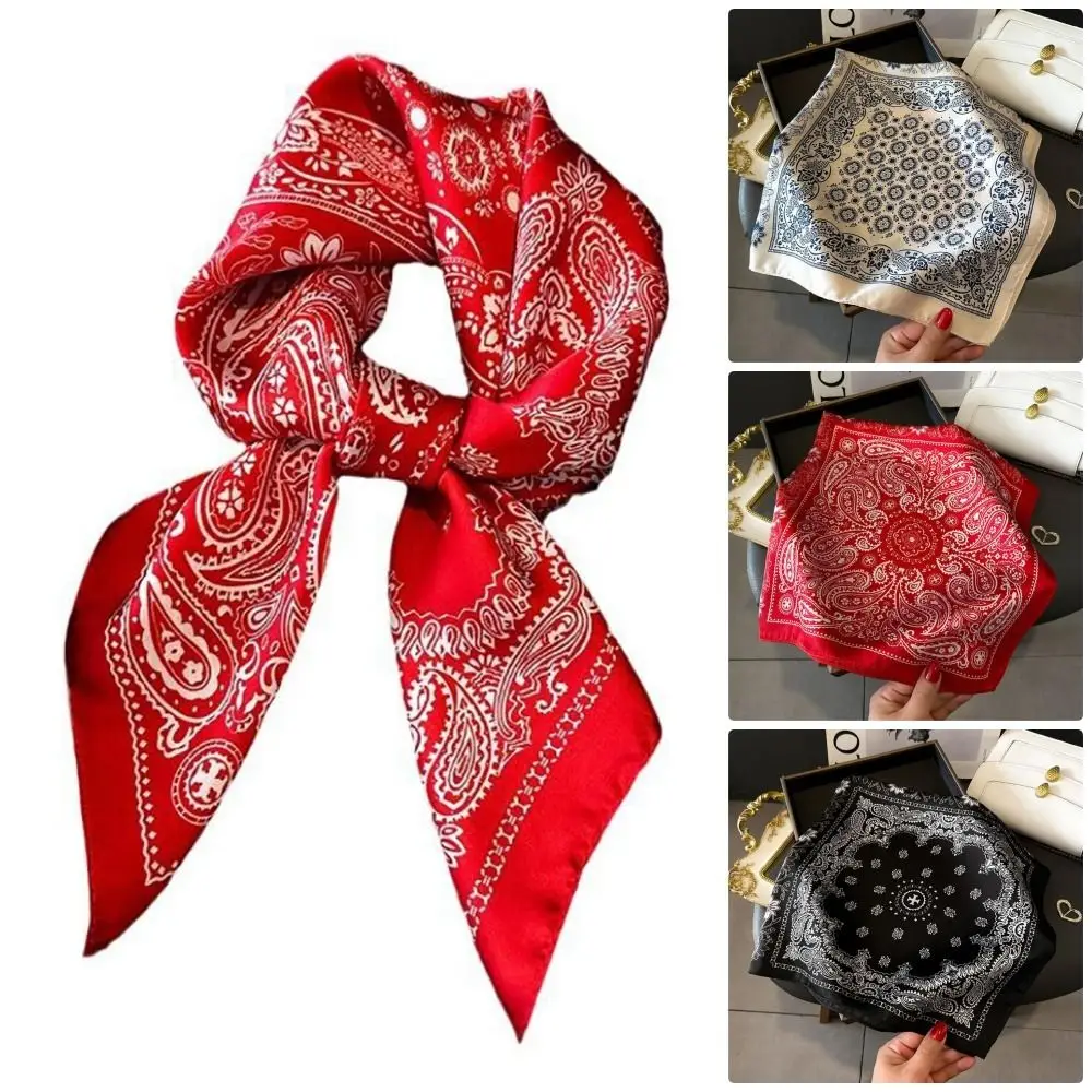 

1Pcs New Paisley Print Square Scarf Windproof Luxury Imitation Silk Scarf 70x70cm Breathable Neckerchief Fashion Accessory