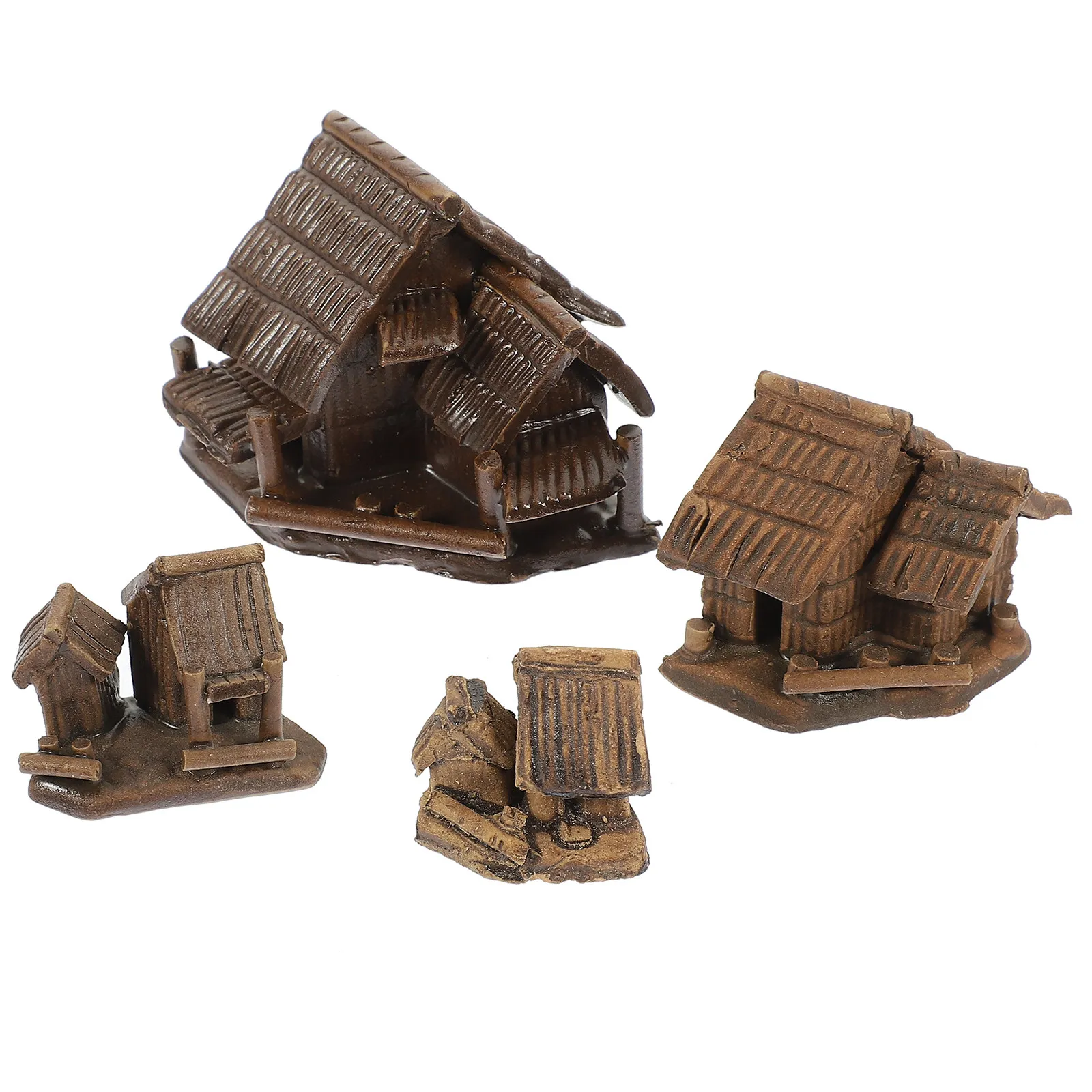 4Pcs Miniature Ceramic House Mini Bonsai Scene Decor Home Office Cafe Shop Decor Micro Landscape Garden Ornament Desktop Mini