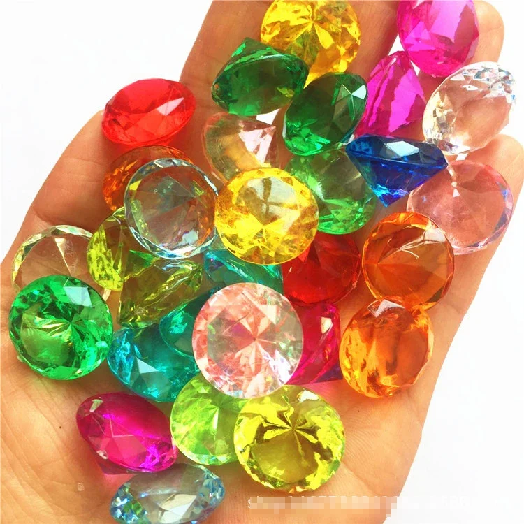 50pcs Crystal Gems Diamond Jewels Treasure Chest Pirate Filler Props Party Confetti Wedding Christmas Decoration Gift 2cm