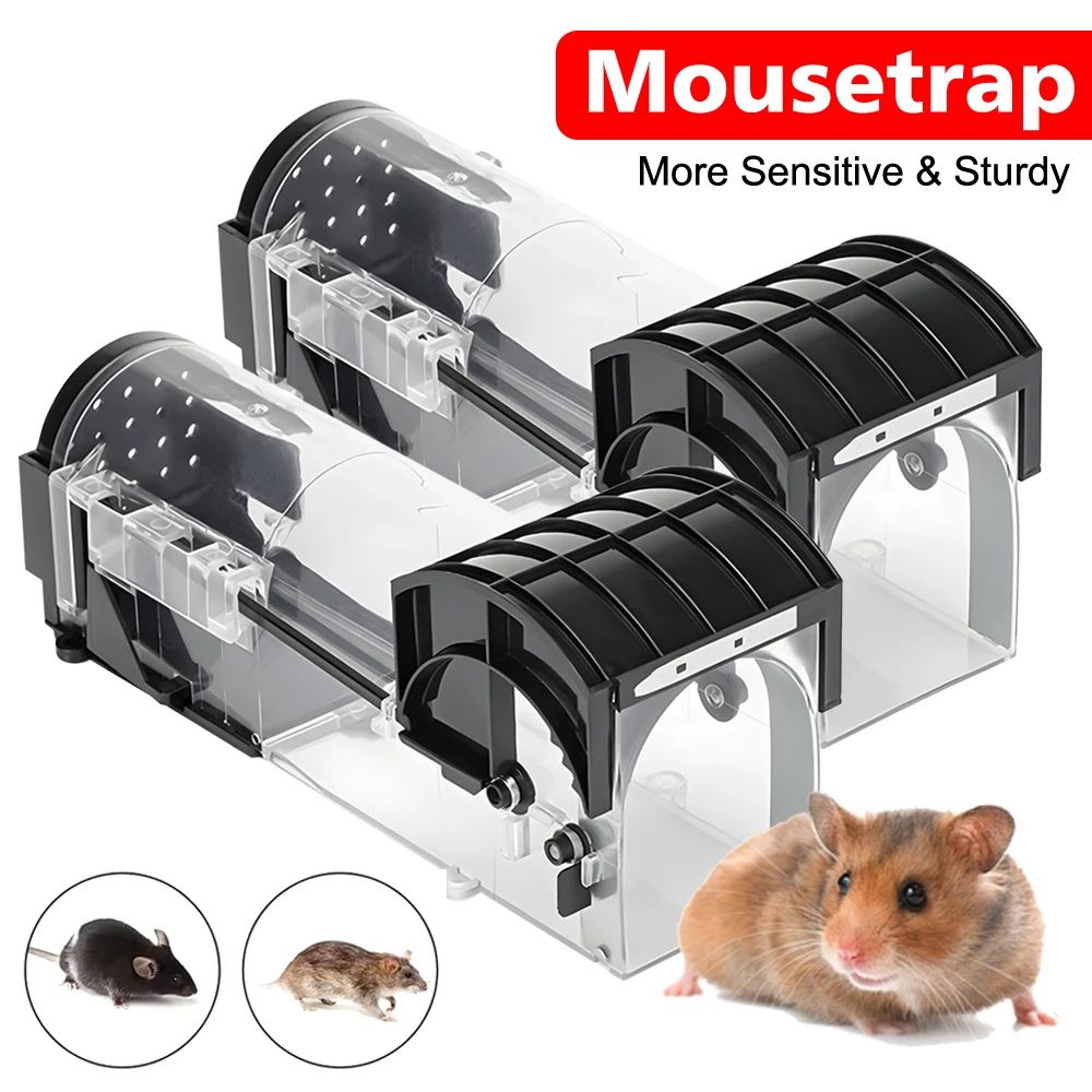 

‌2 Pack Eco-Friendly ABS Mouse Trap Safe for Kids/Pets High Sensitivity Auto-Close Cage Reusable Indoor/Outdoor Rodent Catcher‌