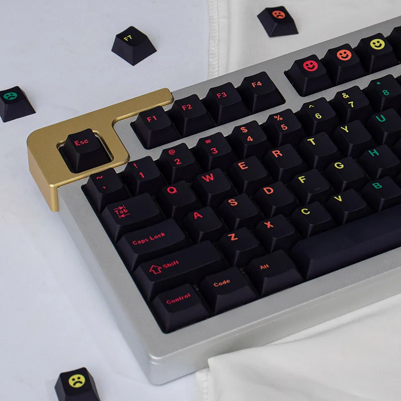 GMK Midnight Keycaps for Mechanical Keyboard Gradient Black Rainbow Letters 136 Keys Cherry Profile PBT Dye Sub GK61 Anne Pro 2