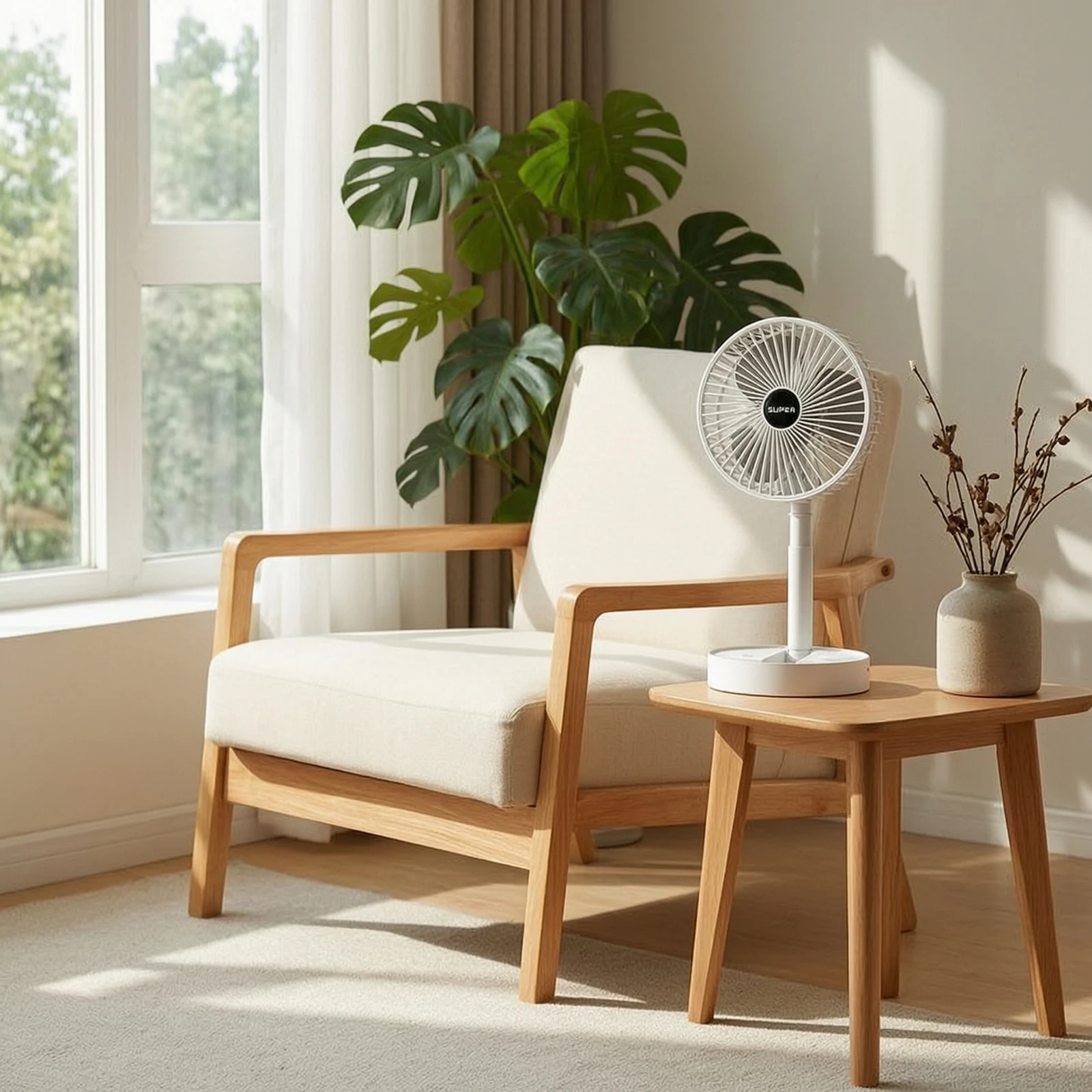 Electric Fan with Telescoping Stand Telescopic Rechargeable Desktop Fan Compact Foldable for Office Workers, Offices, Dorm Rooms