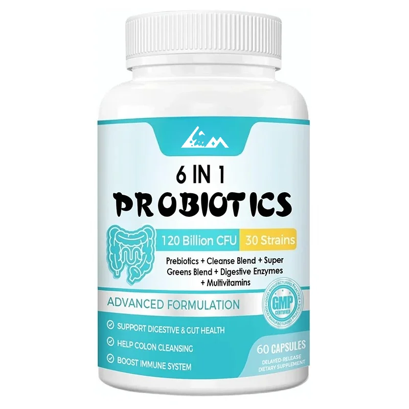 Probiotics for Digestive Health, Containing 120 Billion CFU, Intestinal and Immune Support, 60 Vegetable Capsules