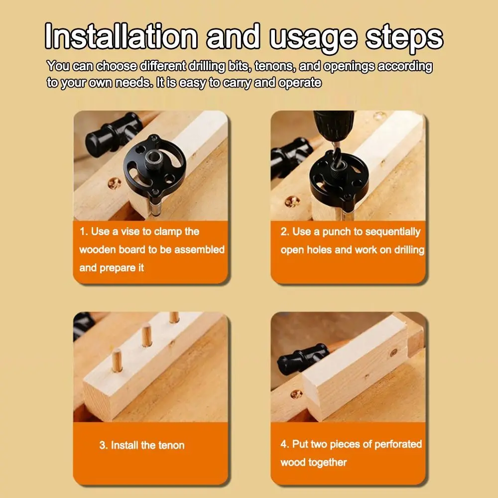 Portable Woodworking Straight Hole Drill Multifunctional Woodworking Hole Drill Center Dowel Jig Aluminum Alloy