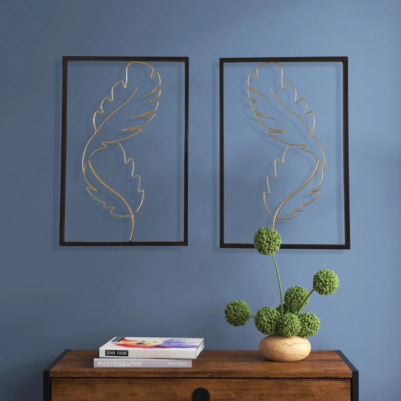

Art pendant, wrought iron frame, wall hanging cover, feather wall decoration