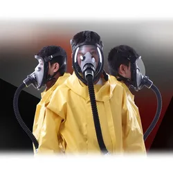 Protective Electric Constant Flow Supplied Air Fed Full Face Gas Mask Respirator Safe Breath System Device Mask Combo Workplace