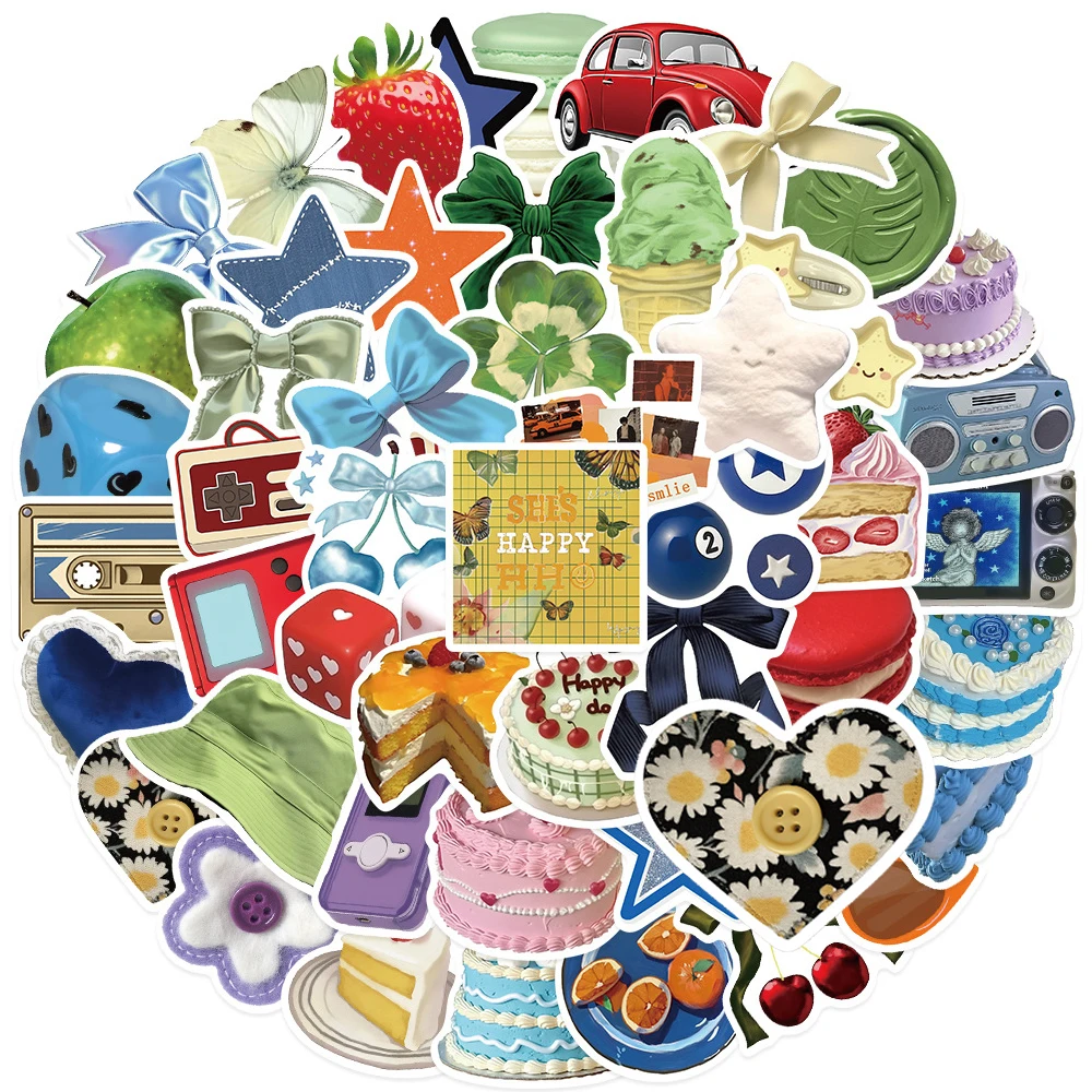 

10/30/50pcs Cute Ins Style Art Aesthetic Stickers Vintage Y2K Girl Sticker Decoration Suitcase Scrapbook Phone Graffiti Decals