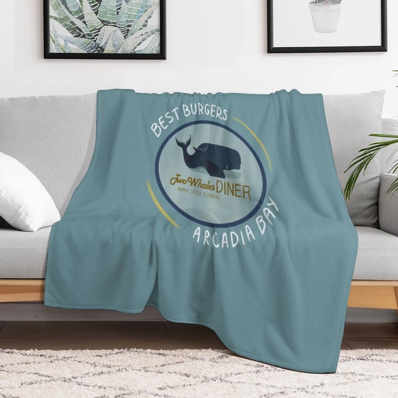 Two Whales Diner Tee (lighter) Throw Blanket Stuffeds valentine gift ideas Flannels Blankets