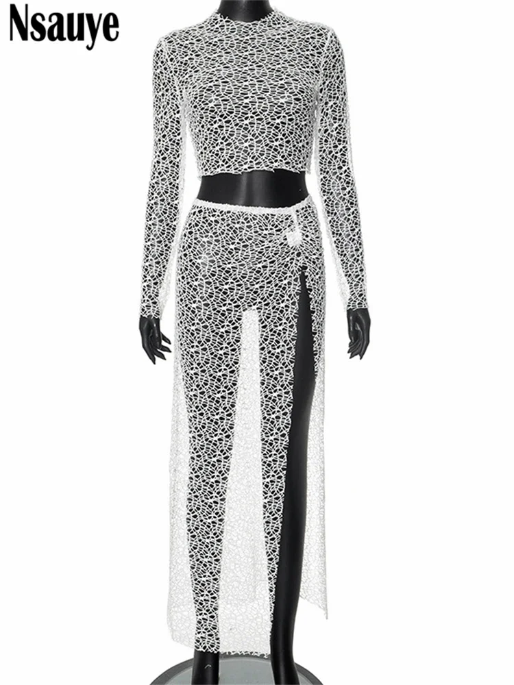 NRotary ye-Robe Maxi à manches longues pour femmes, Casual, Vacances, Sexy, Amissié, Plage, Été, Club, Cover Up, Jupe, Ensemble 2 pièces, Y2K, Y-2024