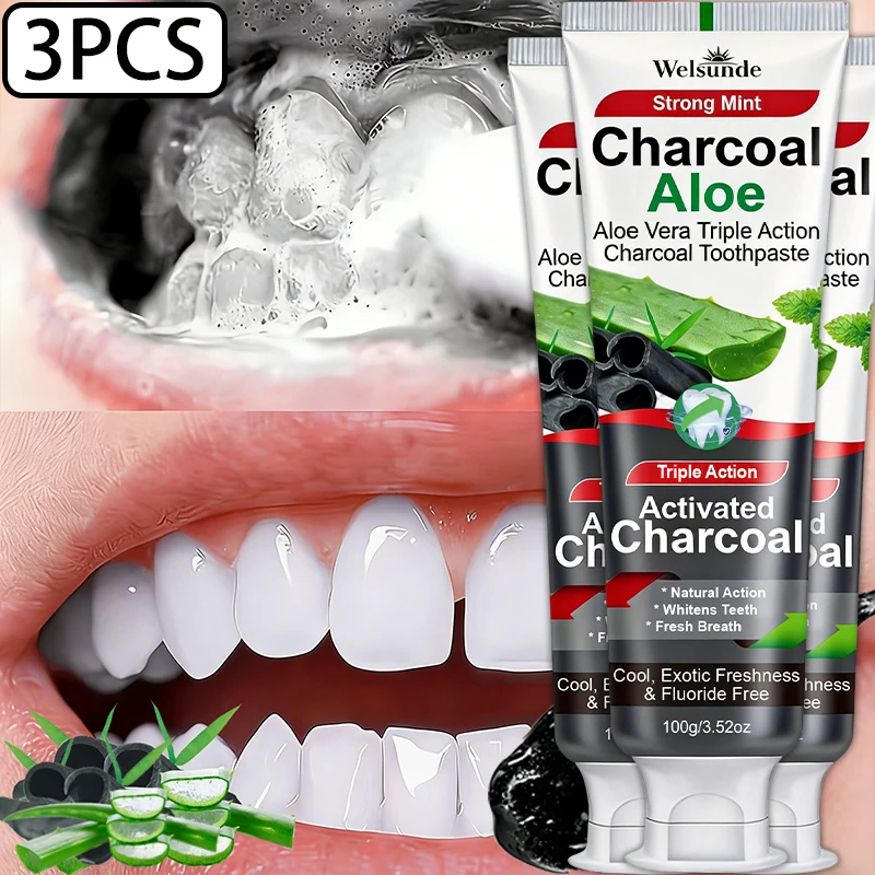 Teeth Whitening Filter - 1/3PCS Activated Charcoal Aloe Vera Toothpaste,
