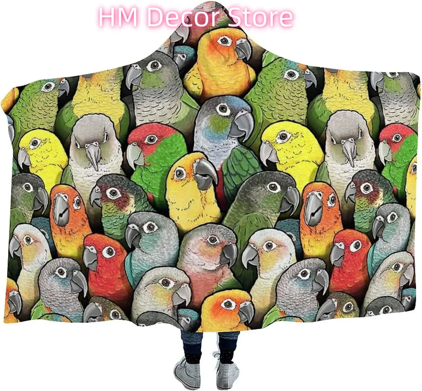 Colour of Conures Wearable Hooded Blanket Soft Cloak for Watch Tv Sofa Bed Napping 40