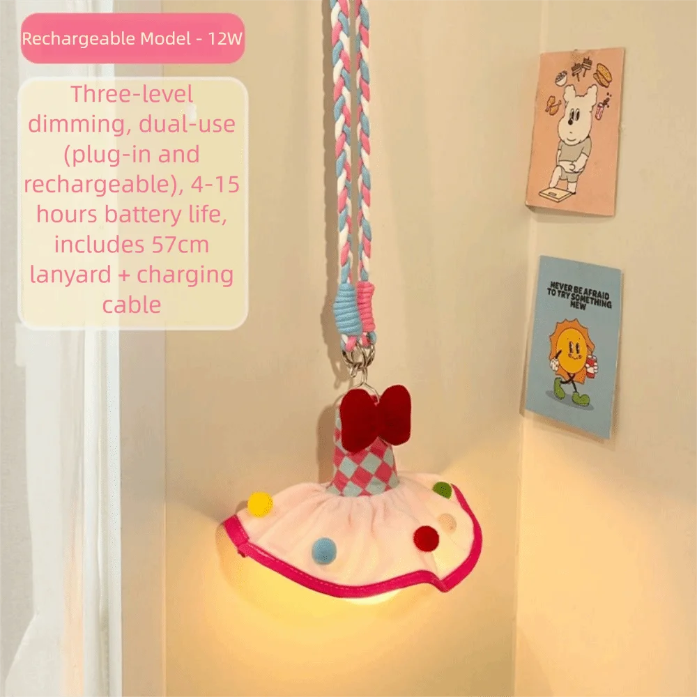 Rechargeable Bulb Hanging Night Light Adjustable USB Rechargeable/Plug in LED Ambiance Lamp 3 Modes Light Cover Bedside Lamp
