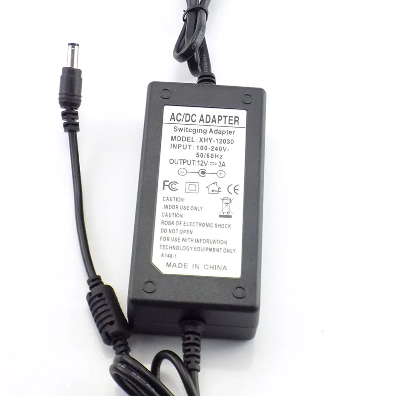 AC To DC 100V-240V 12V 3A Power Adapter Supply Converter Charger 3000mA 5.5mmx 2.1-2.5mm For LED Strip CCTV Camera