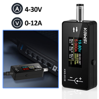DC 4-30V 0-12A TFT HD Digital Voltmeter Power Meter DC5.5*2.5 Interface Tester Voltage Current Monitor Battery Capacity Detector
