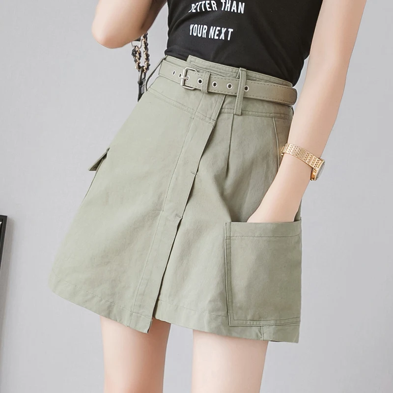 

Women's Spring Summer New Style A-line Slimming Asymmetrical Bodycon Skirt High Waist A-Line Fashoin Mini Denim Skirt
