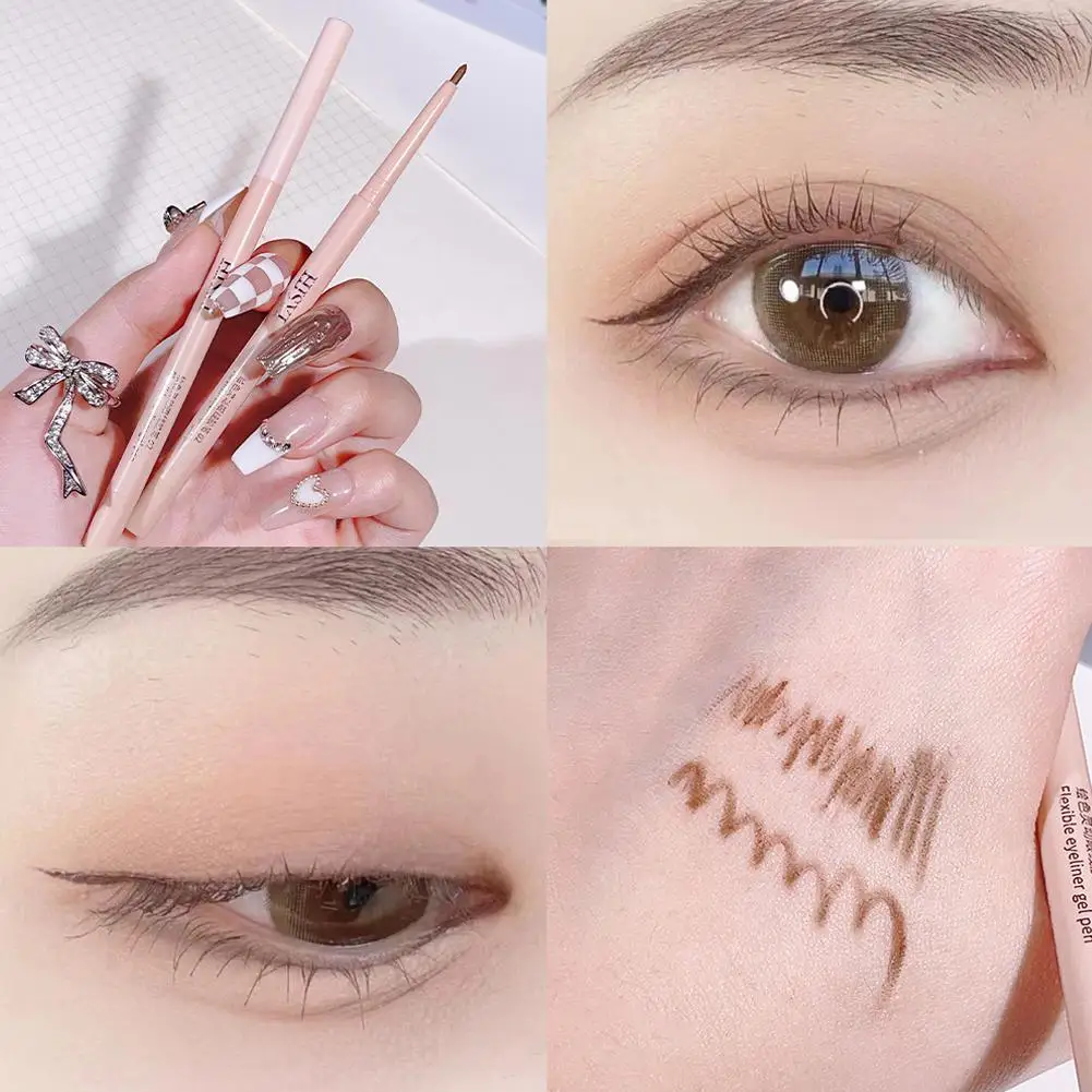 Ultra Thin Eyeliner Gel Pencil Smooth Waterproof Lasting Liner Eyes Makeup Non-Smudge Eye Cosmetics Lying Silkworm K3E6