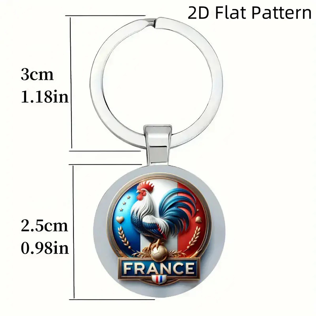 New French Rooster Pattern Alloy Round Keychain Anniversary Gift Accessory Keychain for Friends and Family