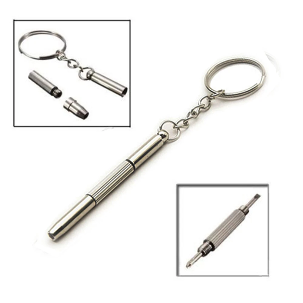 4 In1 Glasses Screwdriver Mini Key Chain Ring Hand Tools Sunglasses Glasses Cellphone Watch Repair Keychain Screwdriver Tool