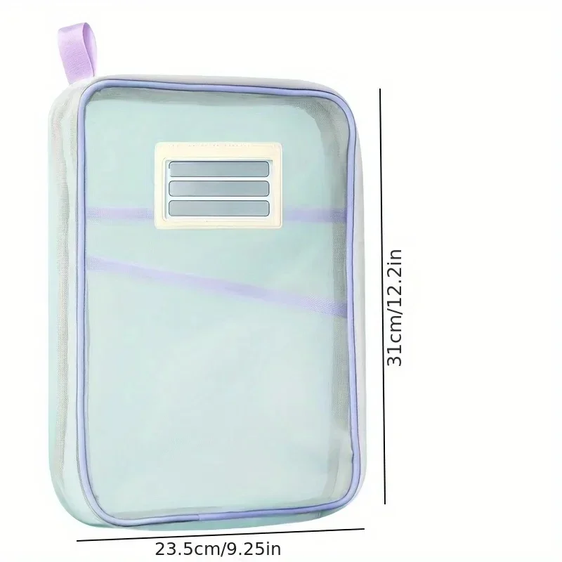 1-4PCS A4 Zipper File Bag Nylon Documents Storage Three Layers Thick Mesh Fabric Transparent Pouch for Office Students Supplies